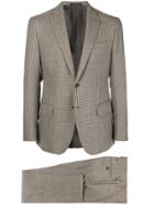Caruso Checked Classic Suit - Brown
