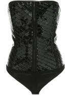 Mugler Shiny Zipped Bodysuit - Black