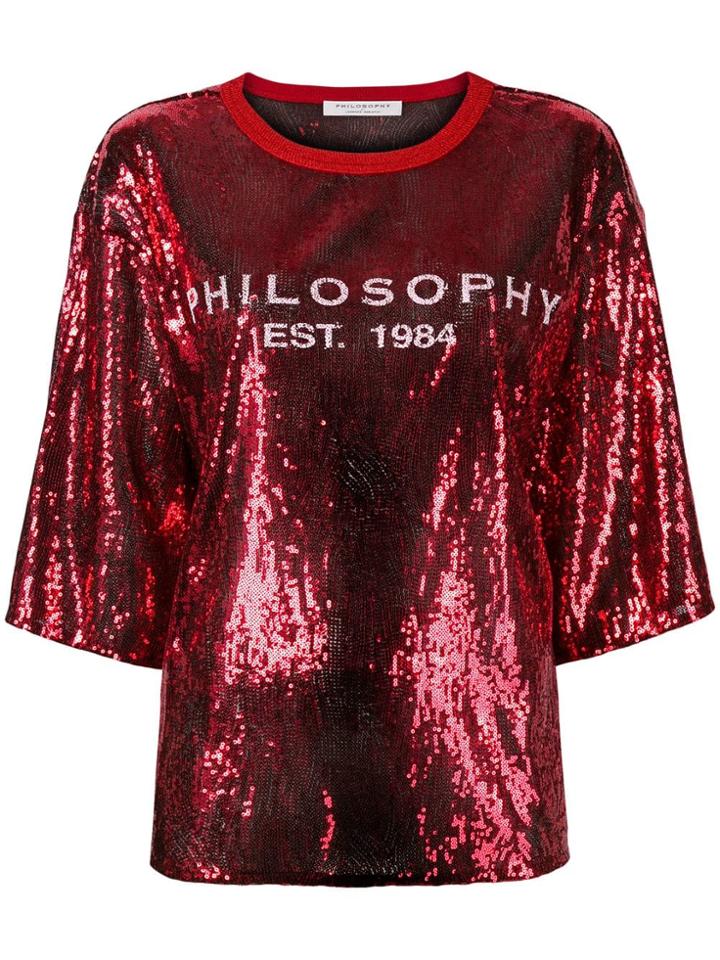 Philosophy Di Lorenzo Serafini Sequined Logo T-shirt - Red