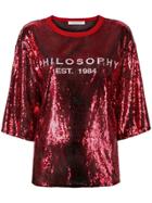 Philosophy Di Lorenzo Serafini Sequined Logo T-shirt - Red