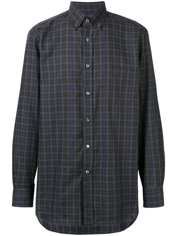 Brioni Button-down Checked Shirt - Grey