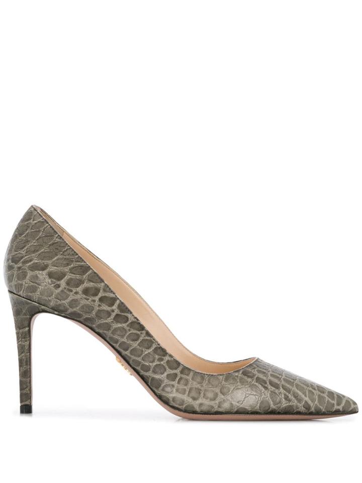 Prada Crocodile Effect Pumps - Green