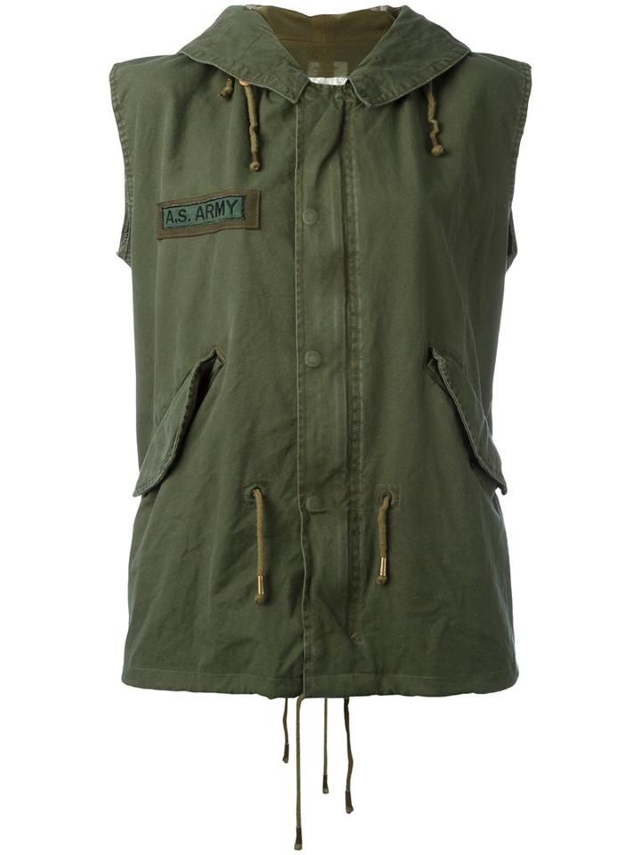 As65 - Military Embroidered Gilet - Women - Cotton/nylon - M, Green, Cotton/nylon