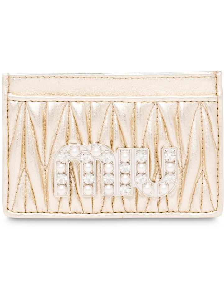 Miu Miu Matelassé Card Holder - Metallic