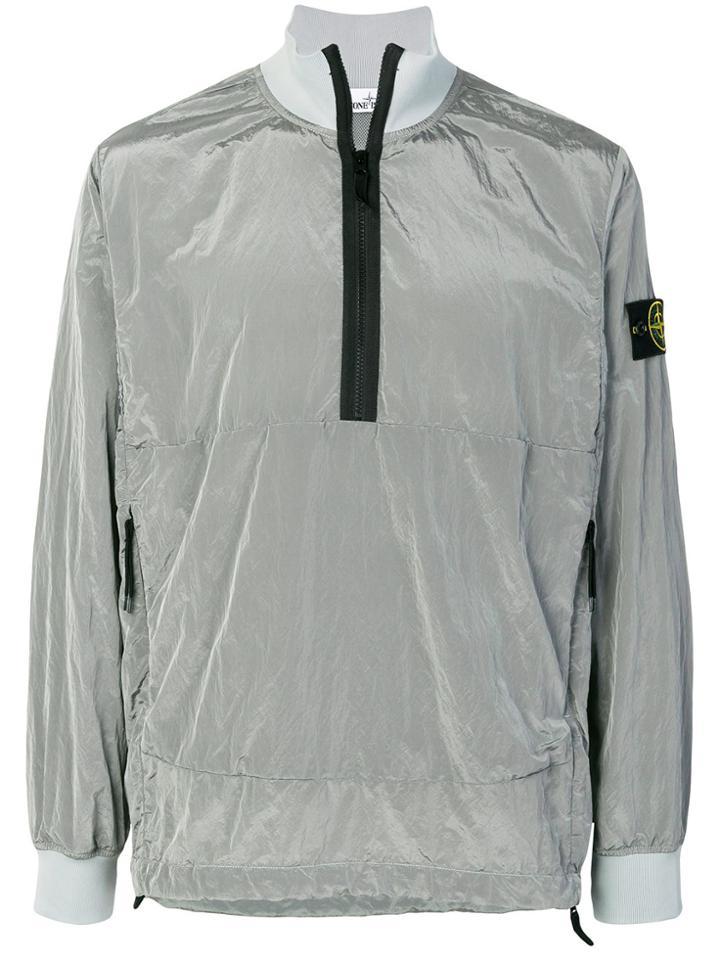 Stone Island Nylon Zip Placket Sweatshirt - Grey