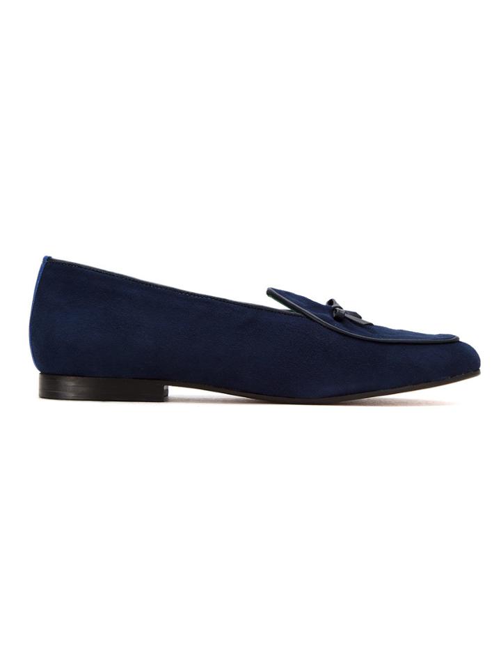 Blue Bird Shoes Suede Bow Tie Loafers