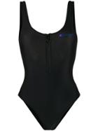 Champion Zip-up Logo Swimsuit - Black