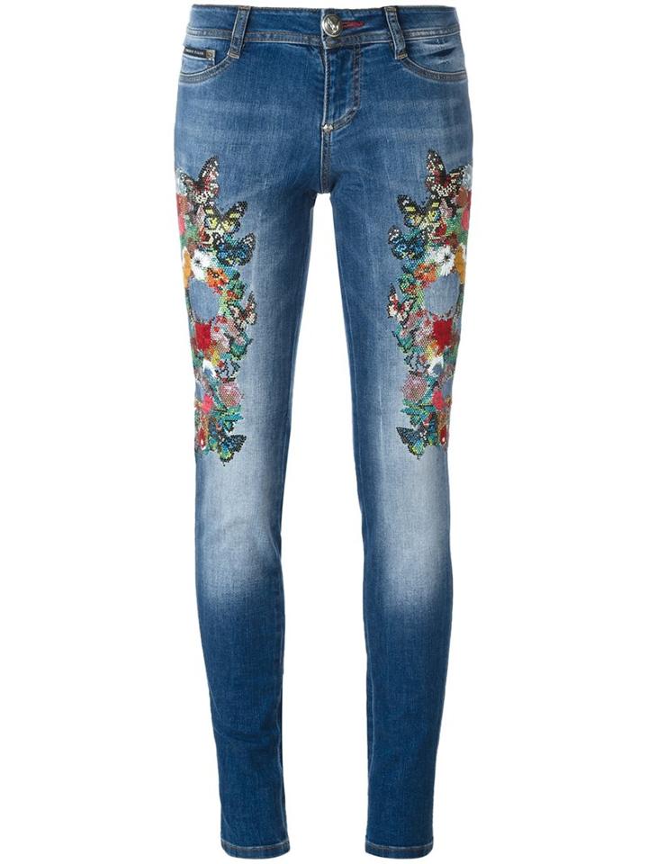 Philipp Plein 'staring At The Sun' Jeans, Women's, Size: 30, Blue, Cotton/spandex/elastane