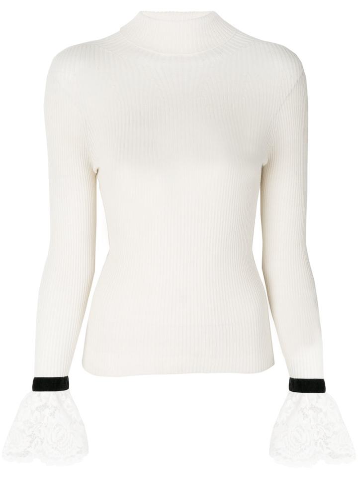 Philosophy Di Lorenzo Serafini - Lace Pullover - Women - Cotton/polyamide/viscose/virgin Wool - 44, Nude/neutrals, Cotton/polyamide/viscose/virgin Wool