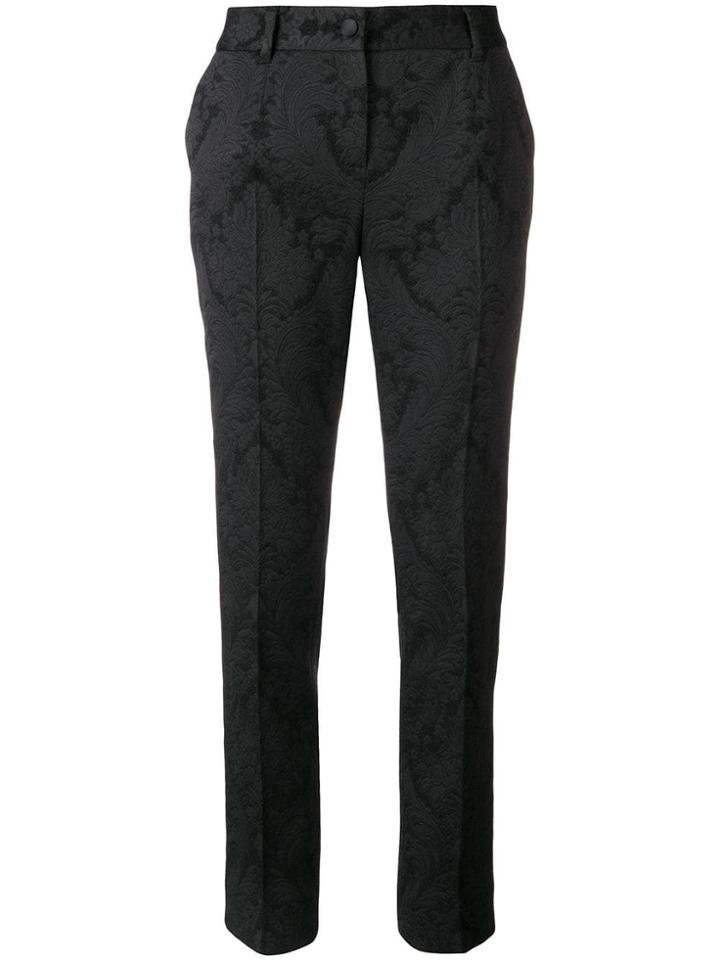 Dolce & Gabbana Floral Embroidery Slim-fit Trousers - Black