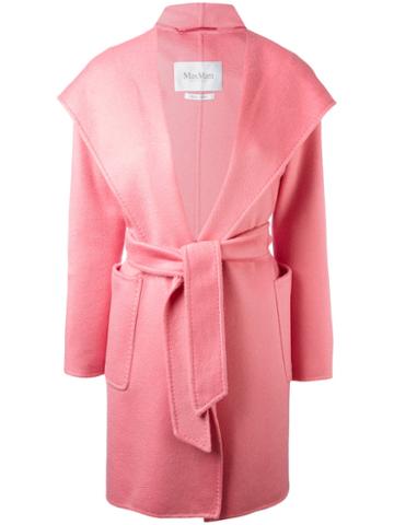 Max Mara Belted Hood Coat, Women's, Size: 38, Pink/purple, Cashmere/wool