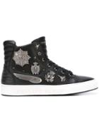 Philipp Plein Old Army Hi-top Sneakers, Men's, Size: 43, Black, Calf Leather/rubber/leather