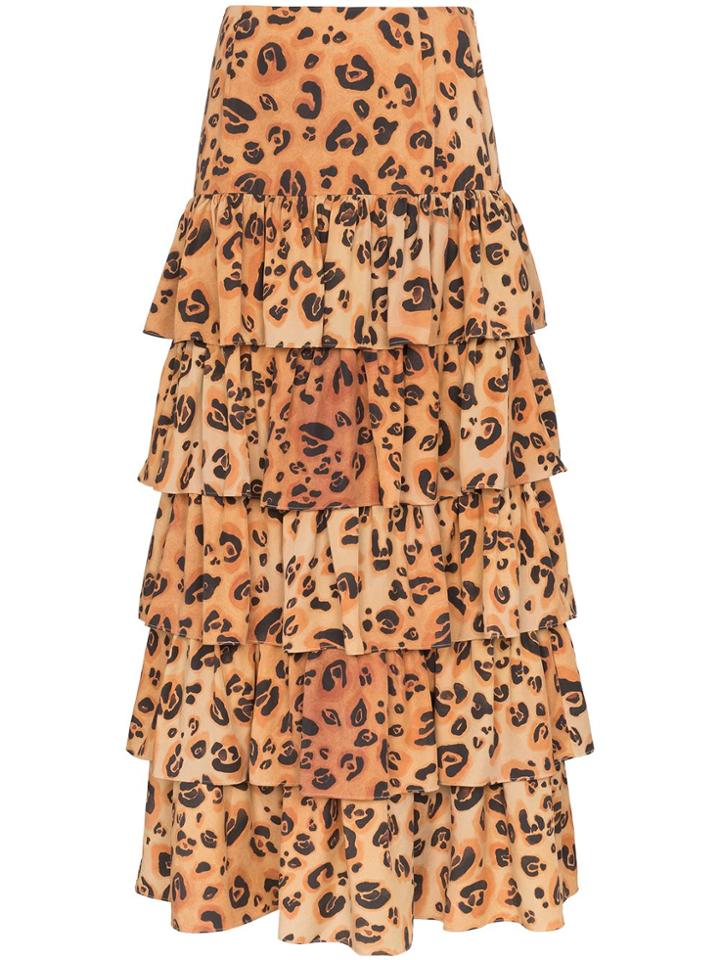 Mara Hoffman Marzia Tiered Ruffle Midi Skirt - Brown