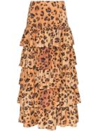 Mara Hoffman Marzia Tiered Ruffle Midi Skirt - Brown