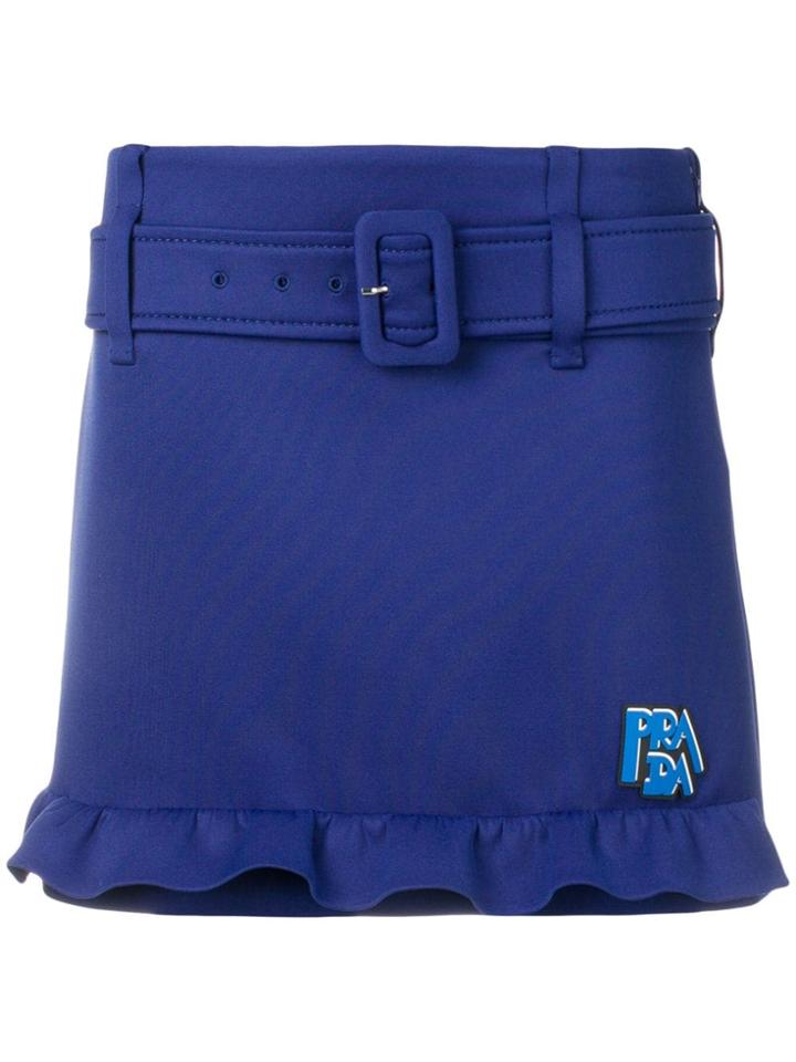 Prada Ruffled Hem Mini Skirt - Blue
