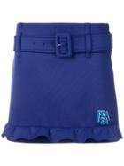 Prada Ruffled Hem Mini Skirt - Blue