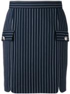 Pierre Balmain Striped Skirt, Women's, Size: 38, Blue, Cotton/polyimide/spandex/elastane