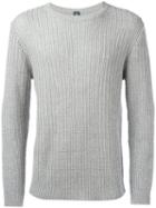 Eleventy Ribbed Knit Jumper, Men's, Size: Xl, Grey, Cotton/linen/flax