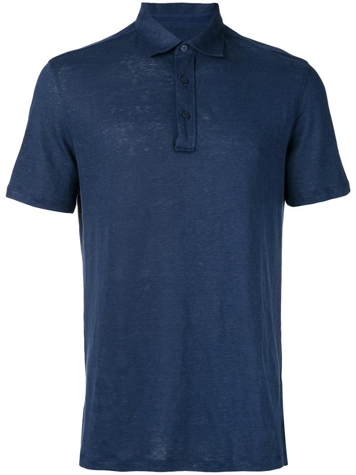 Ermenegildo Zegna - Short Sleeve Polo Shirt - Men - Linen/flax - 52, Blue, Linen/flax