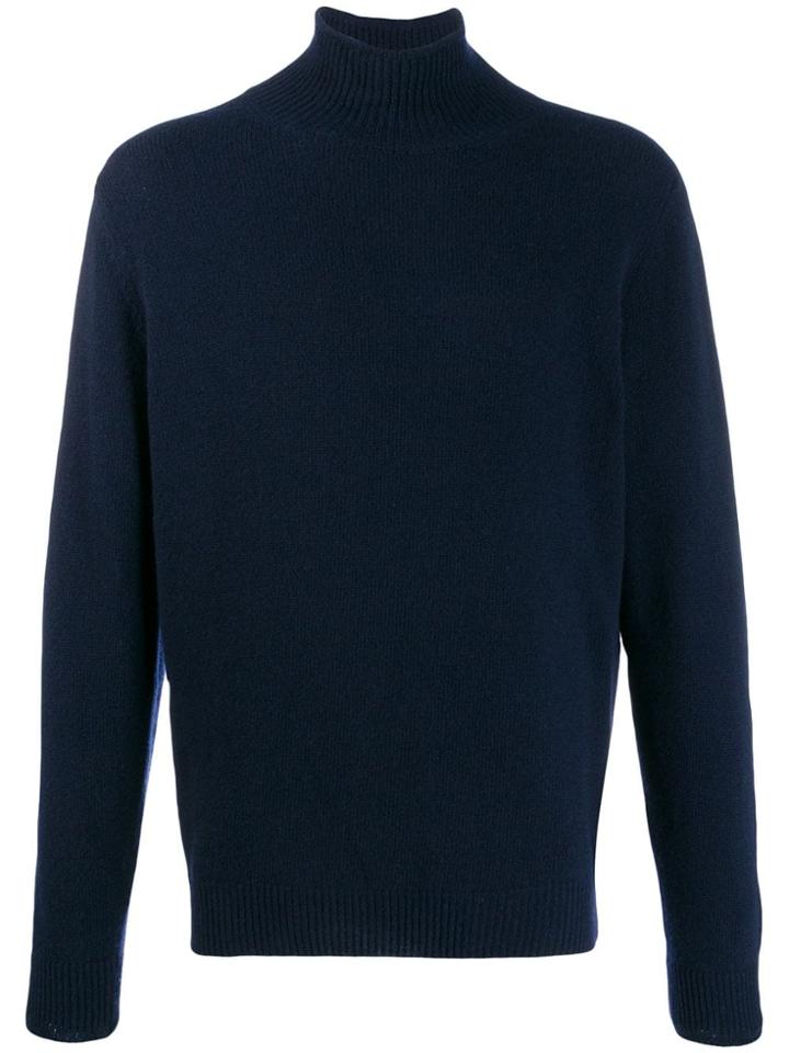 Caruso Turtle Neck Jumper - Blue