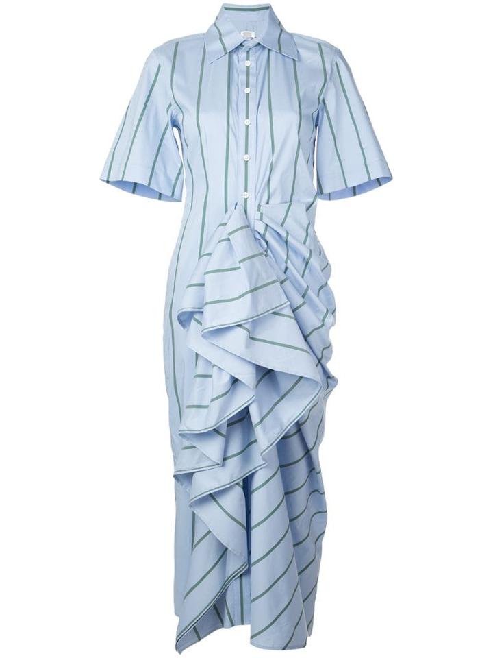 Rosie Assoulin Gathered Ruffle Shirt Dress - Blue