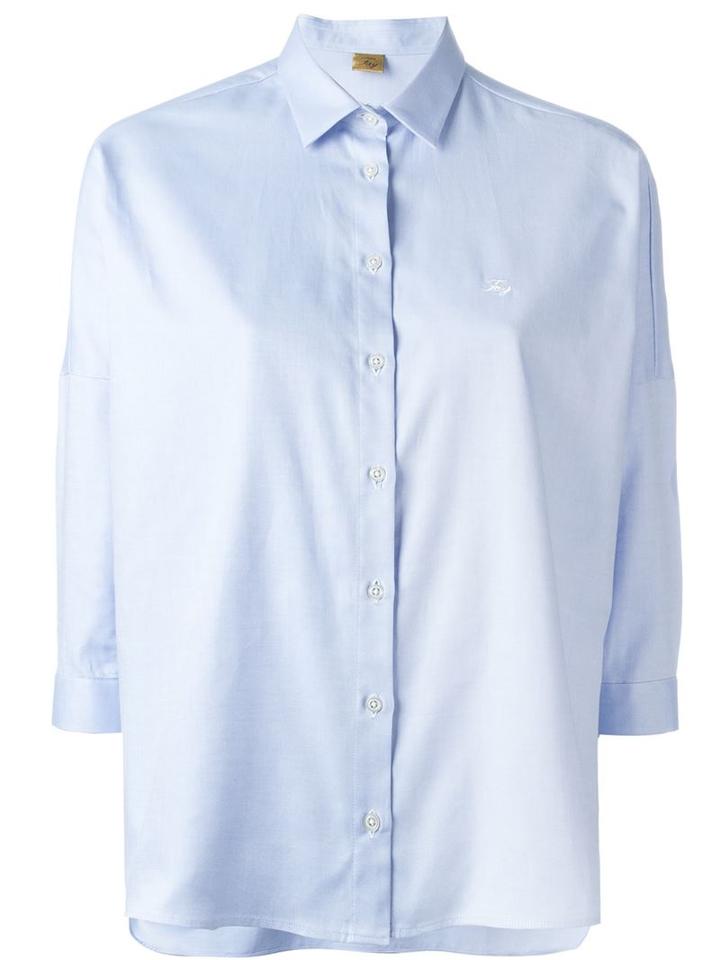 Fay Classic Cropped Shirt, Women's, Size: S, Blue, Cotton