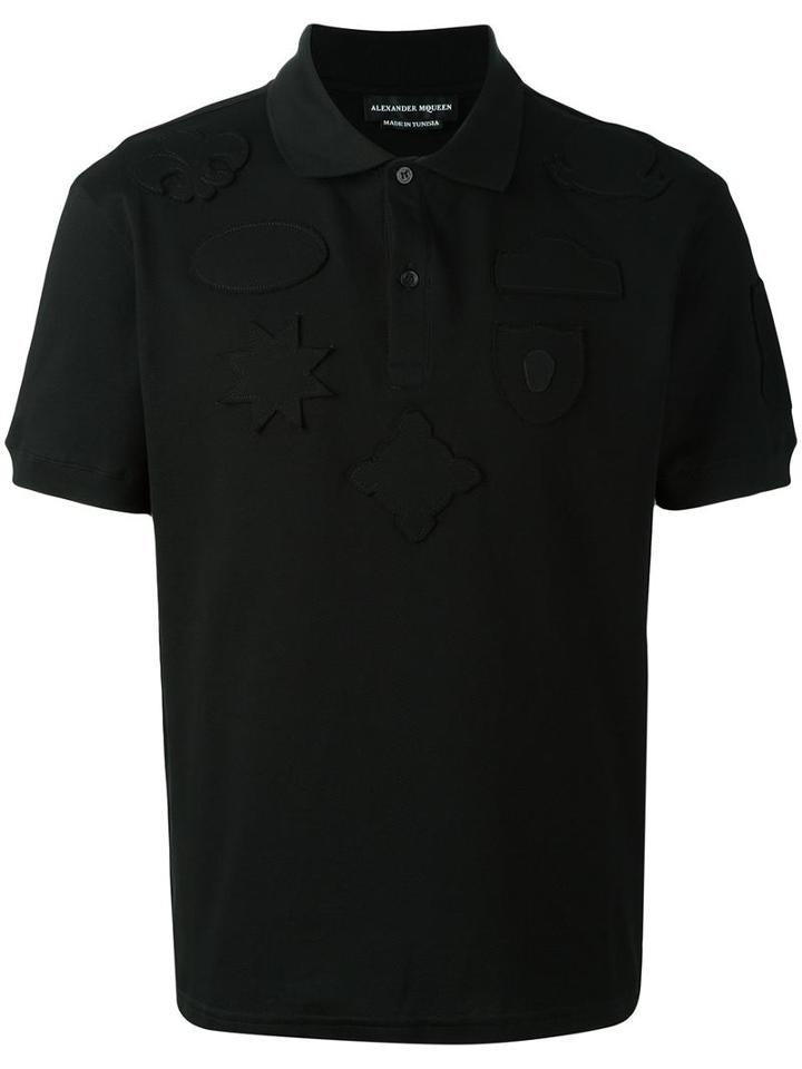 Alexander Mcqueen Badge Appliqué Polo Shirt, Men's, Size: Xl, Black, Cotton