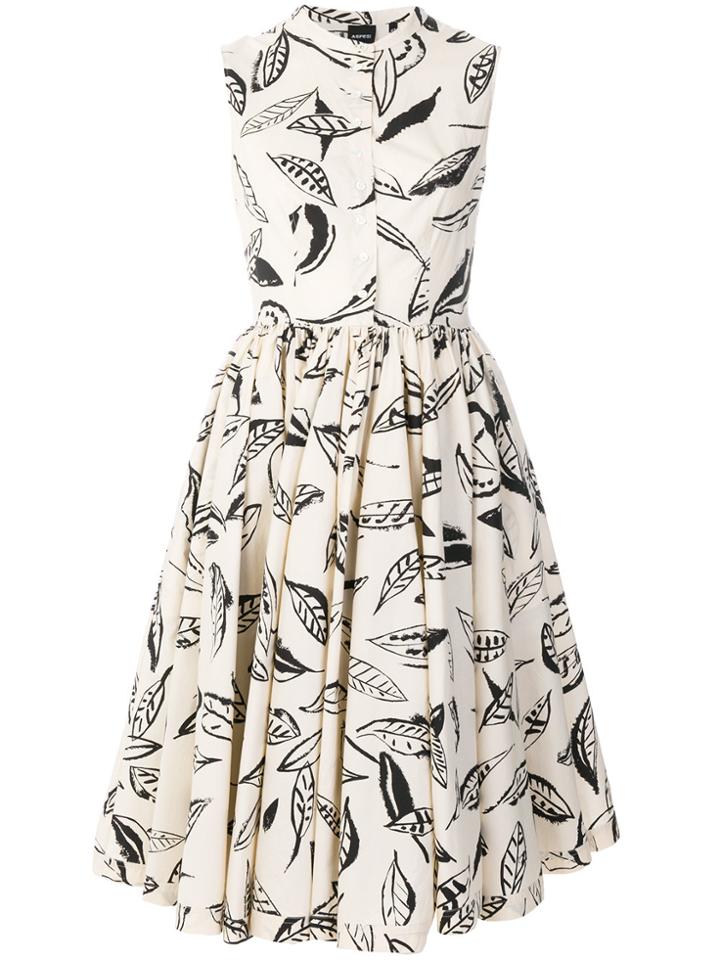 Aspesi Leaf Print Shirt Dress - Nude & Neutrals