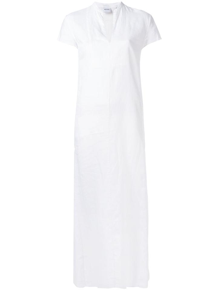 Aspesi - Notched Neckline Dress - Women - Linen/flax - 40, White, Linen/flax