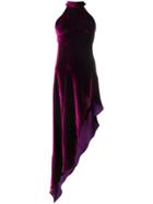 Attico Velvet Asymmetric Dress - Pink & Purple