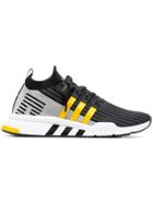 Adidas Black And Yellow Eqt Support Mid Adv Primeknit Sneakers