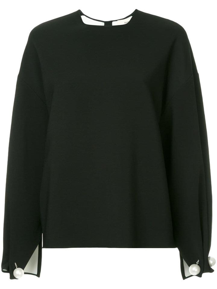 Ports 1961 Pearl Embellished Oversized Blouse - Black