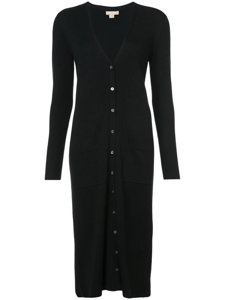 Michael Kors Long Button Front Cardigan - Black
