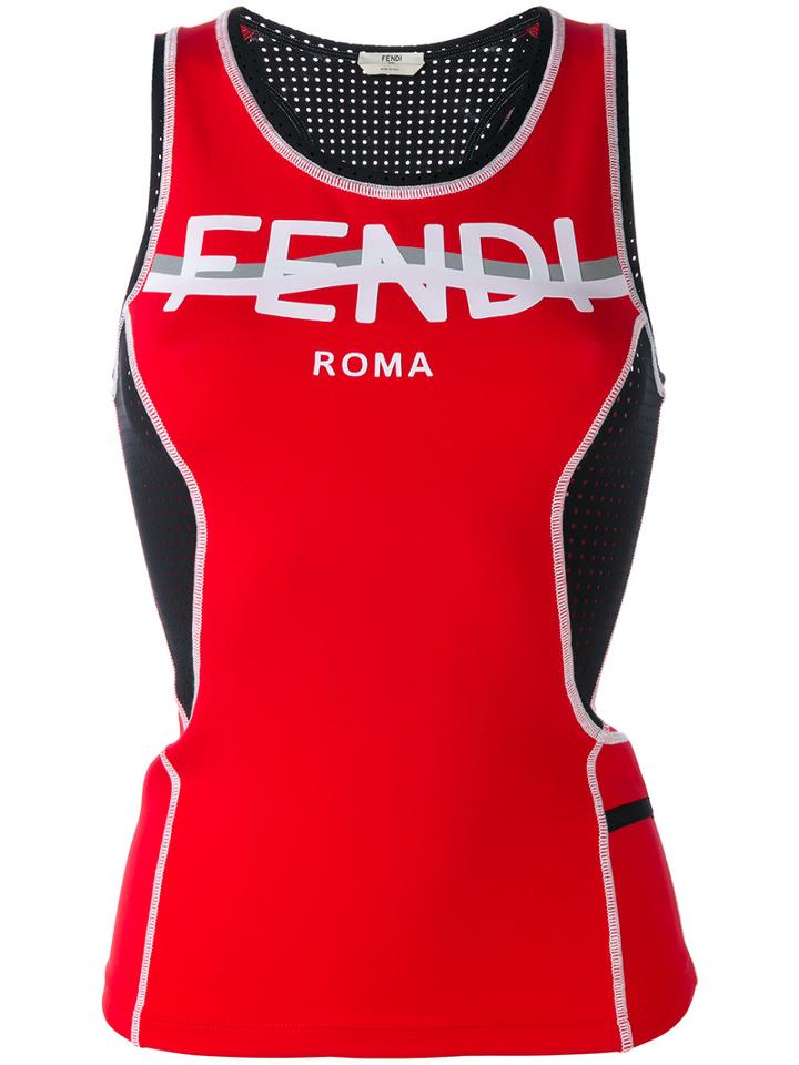 Fendi - Logo Tank Top - Women - Polyamide/spandex/elastane - 40, Black, Polyamide/spandex/elastane
