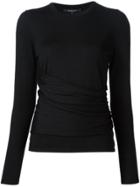 Derek Lam Long Sleeve Top With Gathered Side Detail - Black