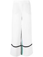 8pm - Contrast Wide-leg Pants - Women - Polyester - M, White, Polyester