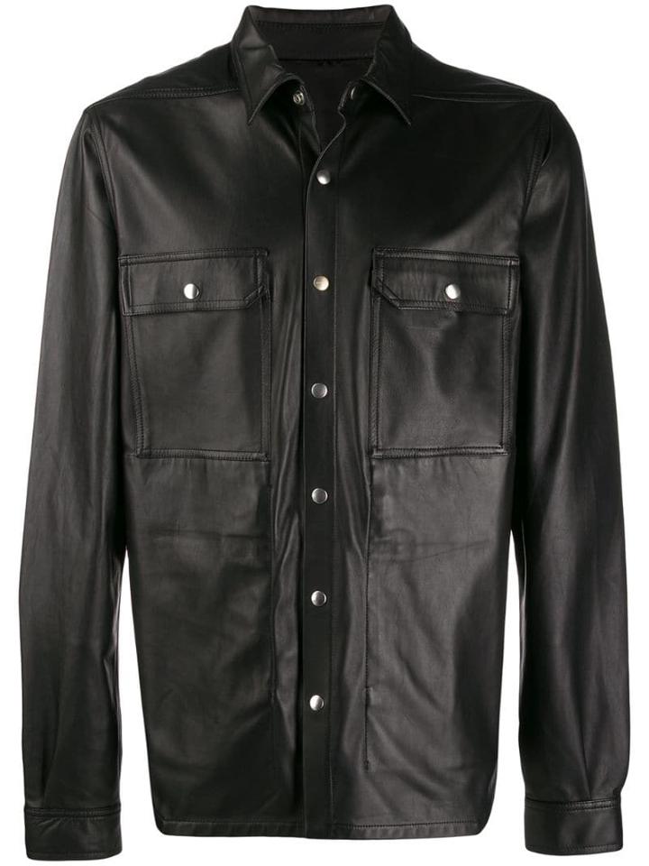 Rick Owens Leather Shirt Jacket - Brown