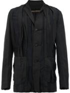 Uma Wang Pleated Button Front Jacket, Men's, Size: Medium, Blue, Cotton/cupro