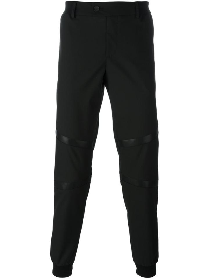 Les Hommes Urban Panel Detail Track Pants, Men's, Size: 48, Black, Cotton/polyester/spandex/elastane/wool