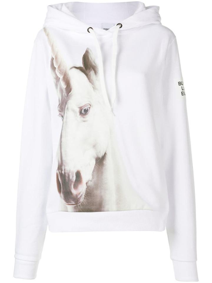 Burberry Runway Unicorn Print Hoodie - White