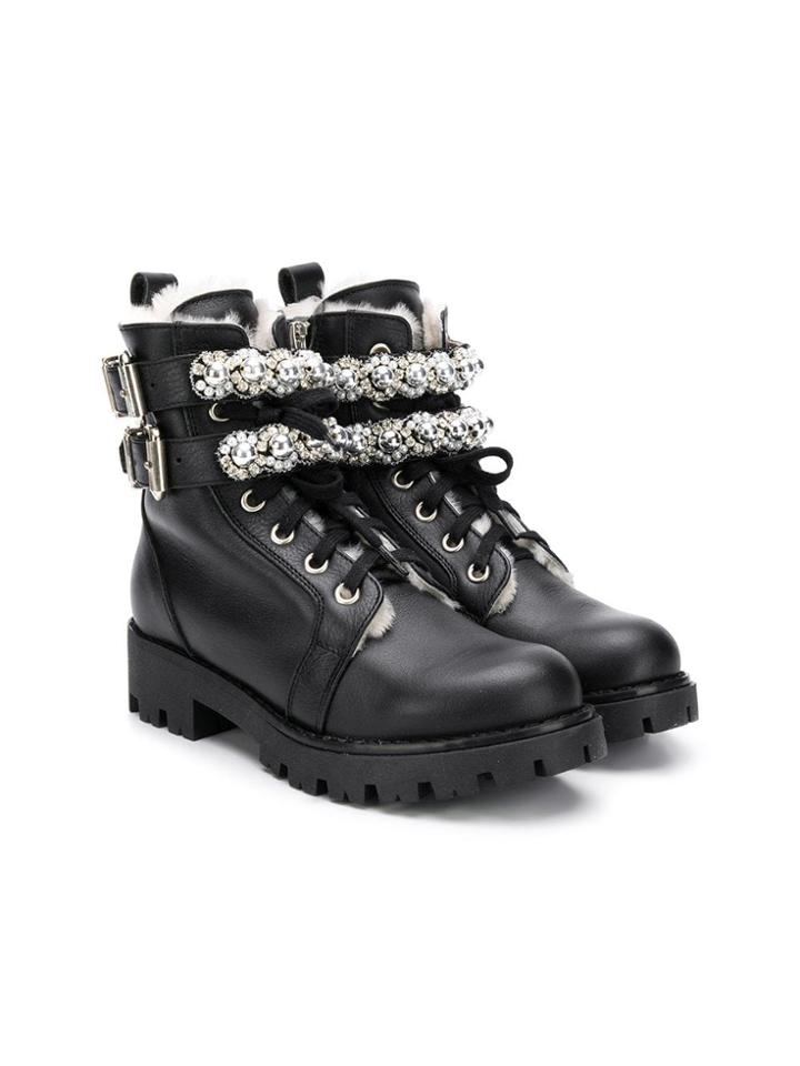 Ermanno Scervino Junior Teen Lace-up Boots - Black
