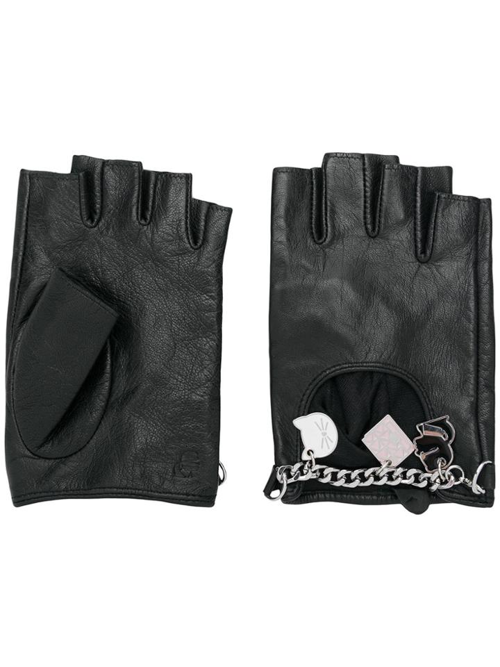 Karl Lagerfeld Charm Fingerless Gloves - Black