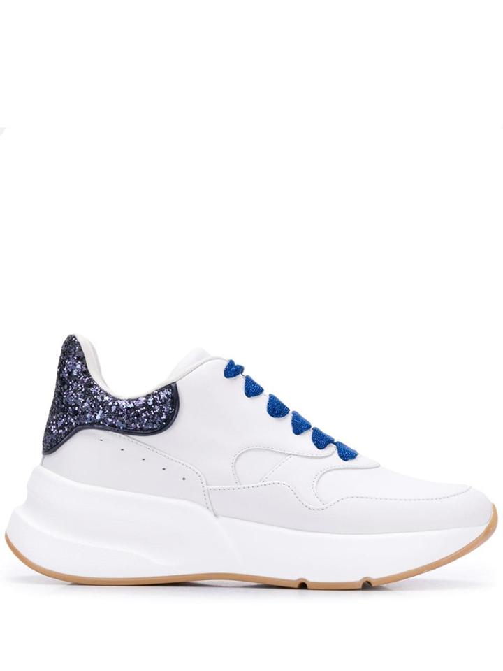 Alexander Mcqueen Glittered Runner Sneakers - White