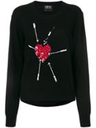 Markus Lupfer Sequin Heart And Arrow Sweater - Black
