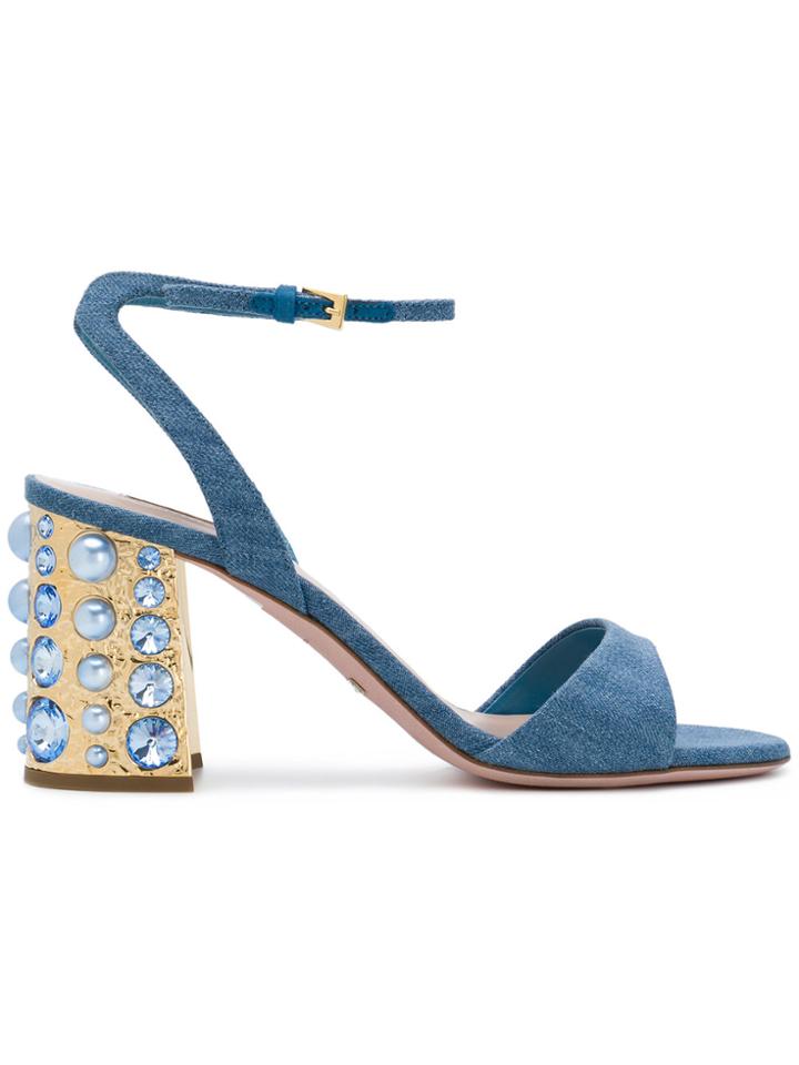Sebastian Studded Block Heel Sandals - Blue