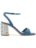 Sebastian Studded Block Heel Sandals - Blue