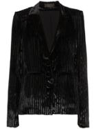 De La Vali Velvet Jacket With Lurex Stripes - Black