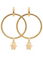 Versace Gold Metallic Medusa Hoop Earrings