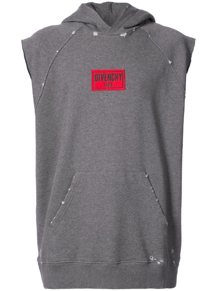 Givenchy Distressed Sleeveless Hoody - Grey