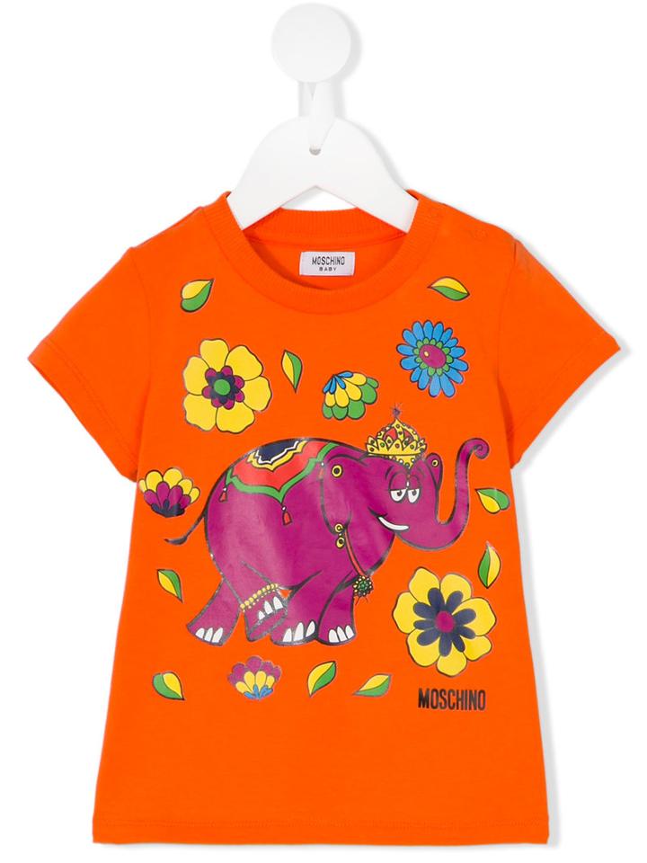 Moschino Kids - Elephant T-shirt - Kids - Cotton/spandex/elastane - 18 Mth, Yellow/orange